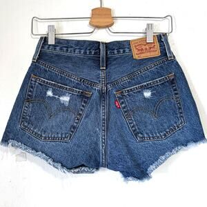 Levi’s 501 Distressed Cut Off Denim Shorts Medium Wash Size 25